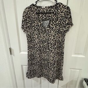 Cable & Gauge Leopard Print Short Sleeve Dress – Size‎ Large